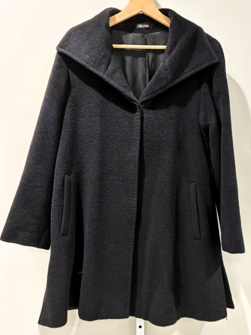 Cinzia Rocca due Piacenza Italian Luxury Black Swing Coat Jacket Women’s Medium